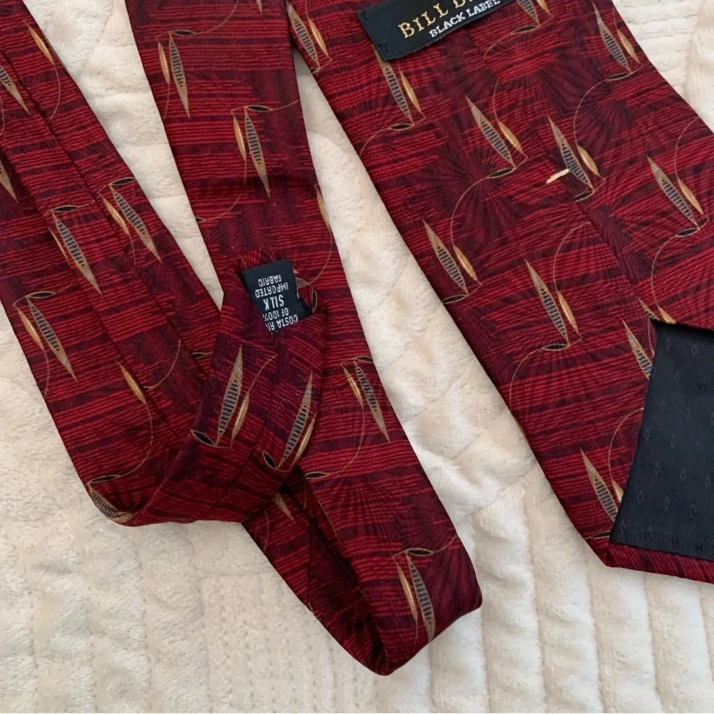 Bill Blass Black Label Red Silk Tie
